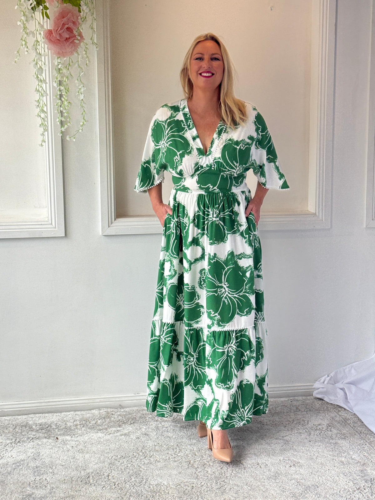 Modena Green Floral Dress