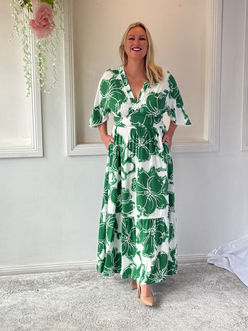 Modena Green Floral Dress