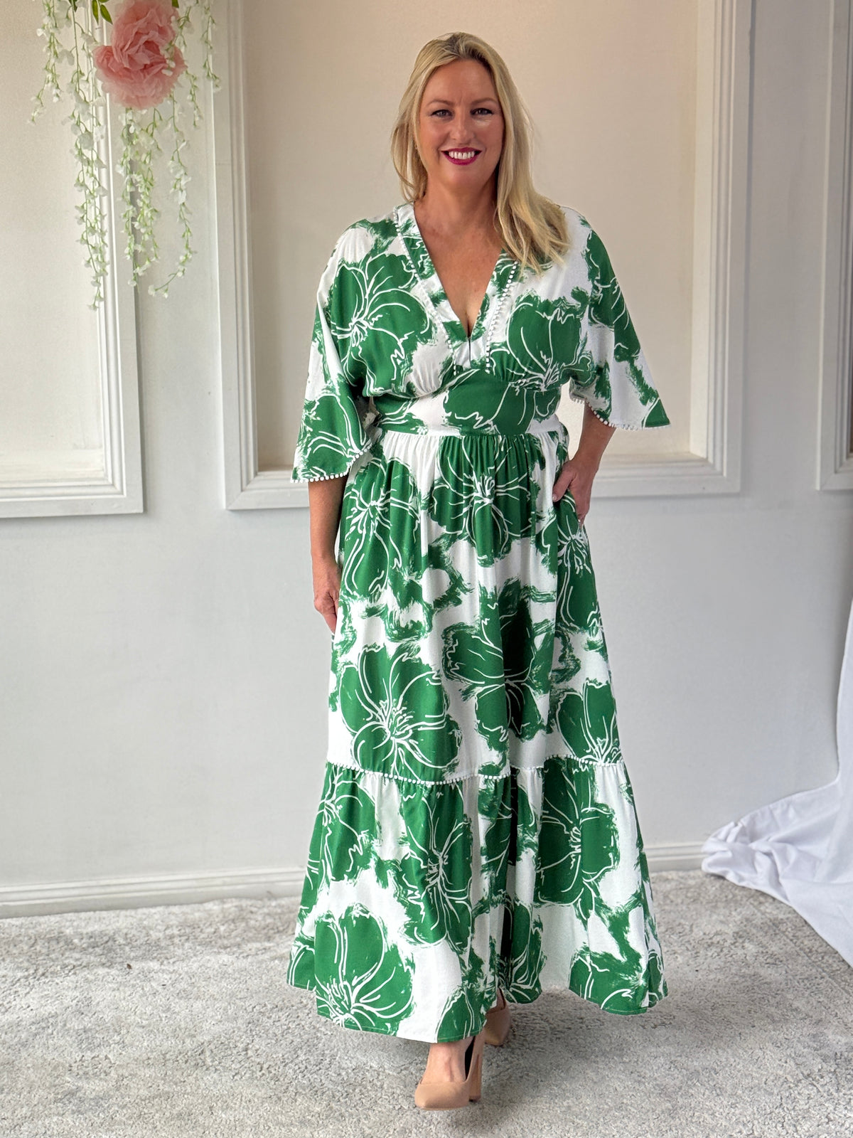 Modena Green Floral Dress