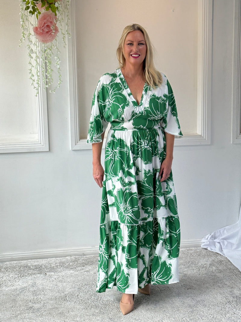 Modena Green Floral Dress