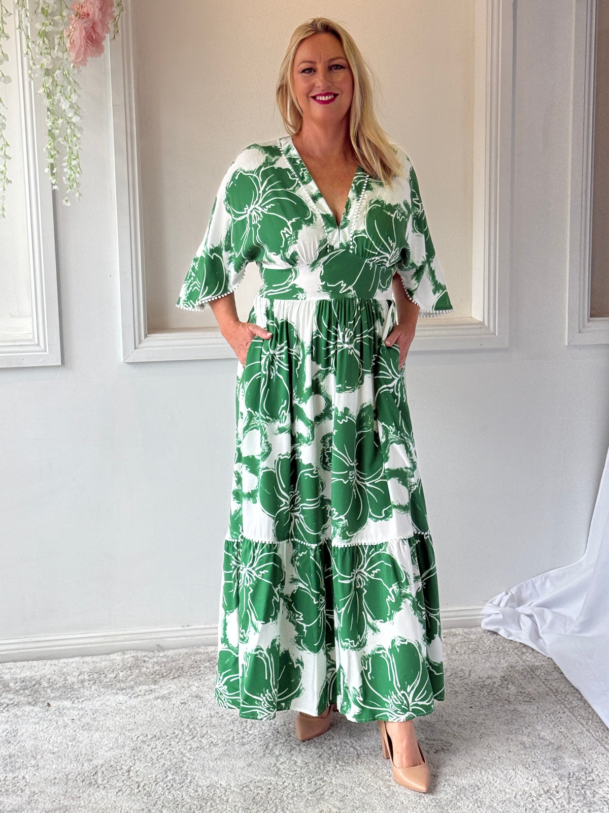 Modena Green Floral Dress