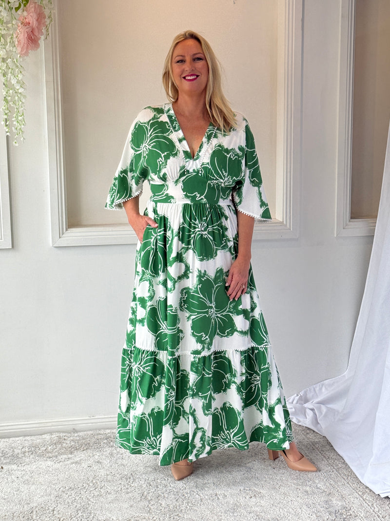 Modena Green Floral Dress