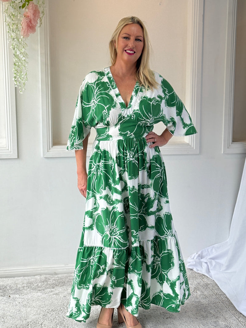 Modena Green Floral Dress