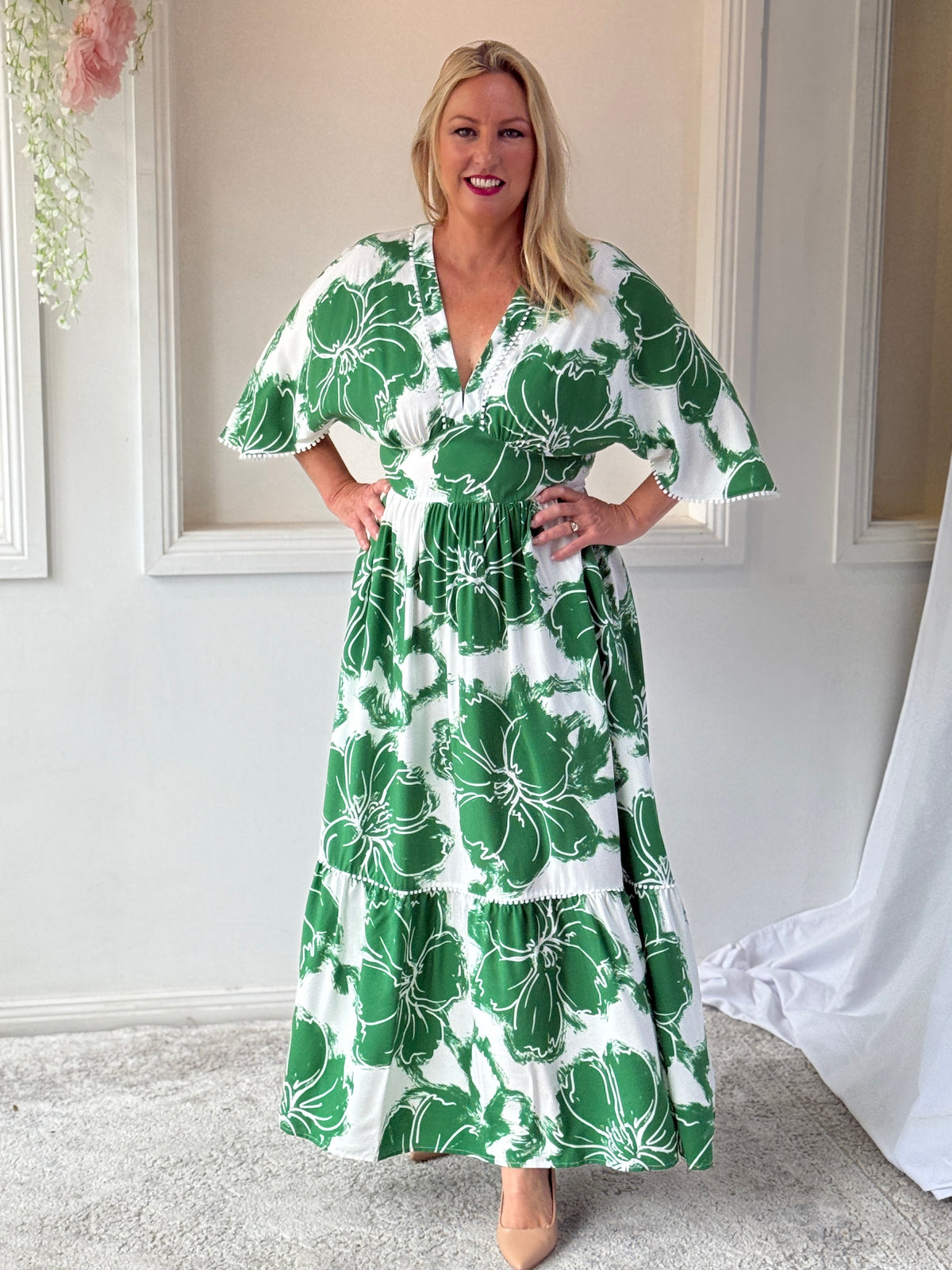 Modena Green Floral Dress