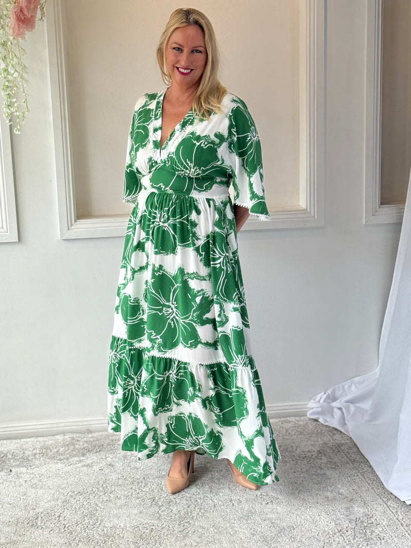 Modena Green Floral Dress