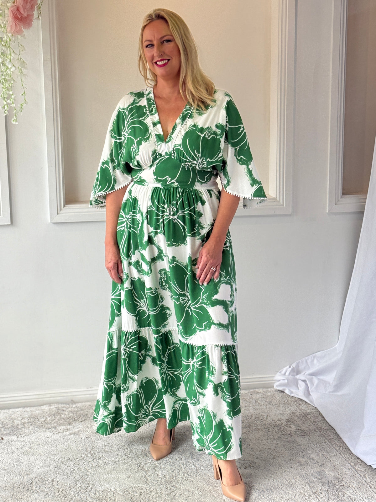 Modena Green Floral Dress