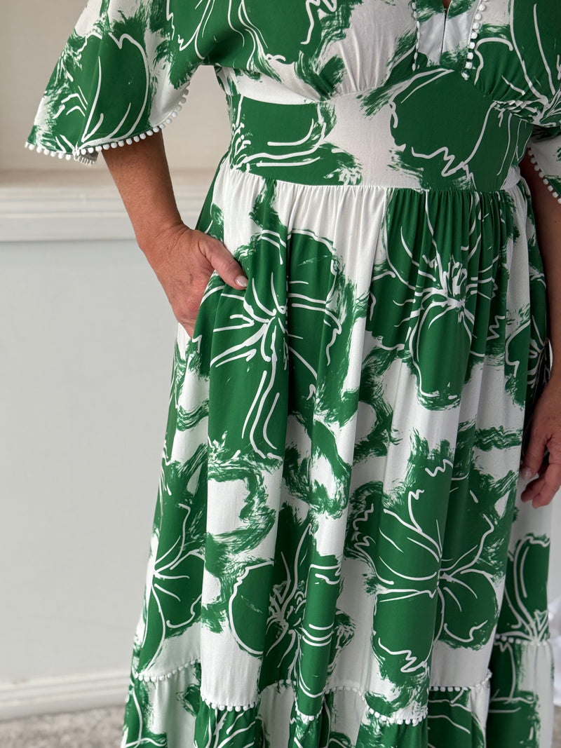 Modena Green Floral Dress