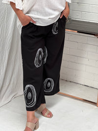 Niylah Black Swirl Linen Pants