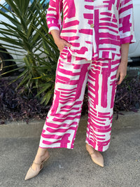Niylah Pink Geometrics Linen Pants