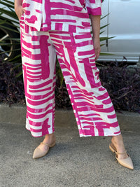 Niylah Pink Geometrics Linen Pants