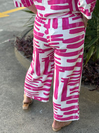 Niylah Pink Geometrics Linen Pants