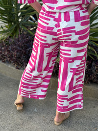 Niylah Pink Geometrics Linen Pants