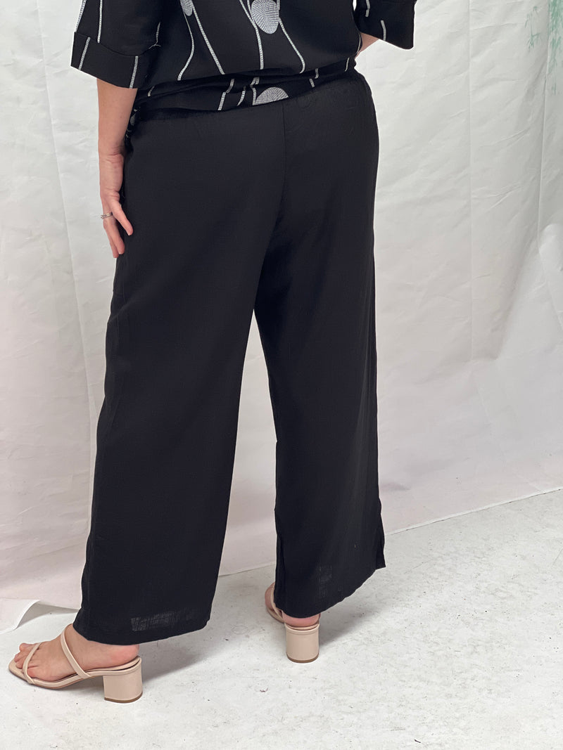 Niylah Black Linen Pants