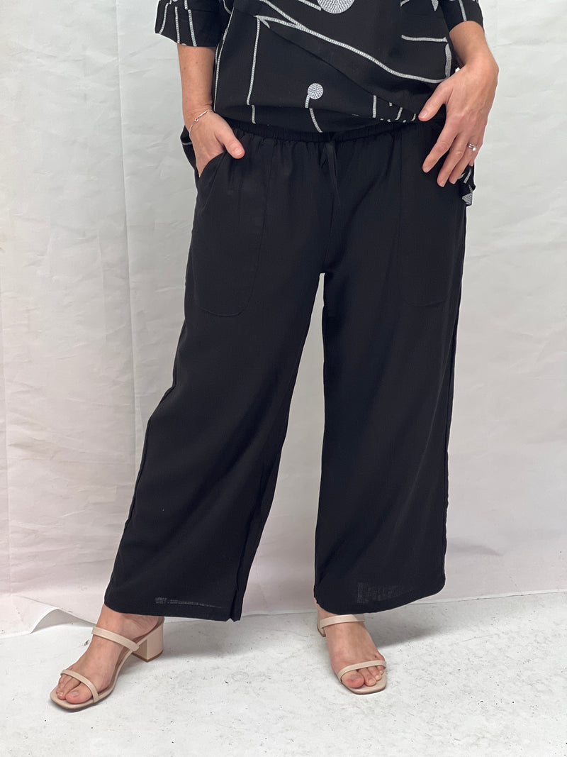 Niylah Black Linen Pants