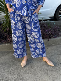 Niylah Blue Swirl Linen Pants