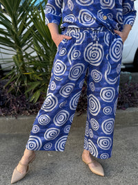 Niylah Blue Swirl Linen Pants