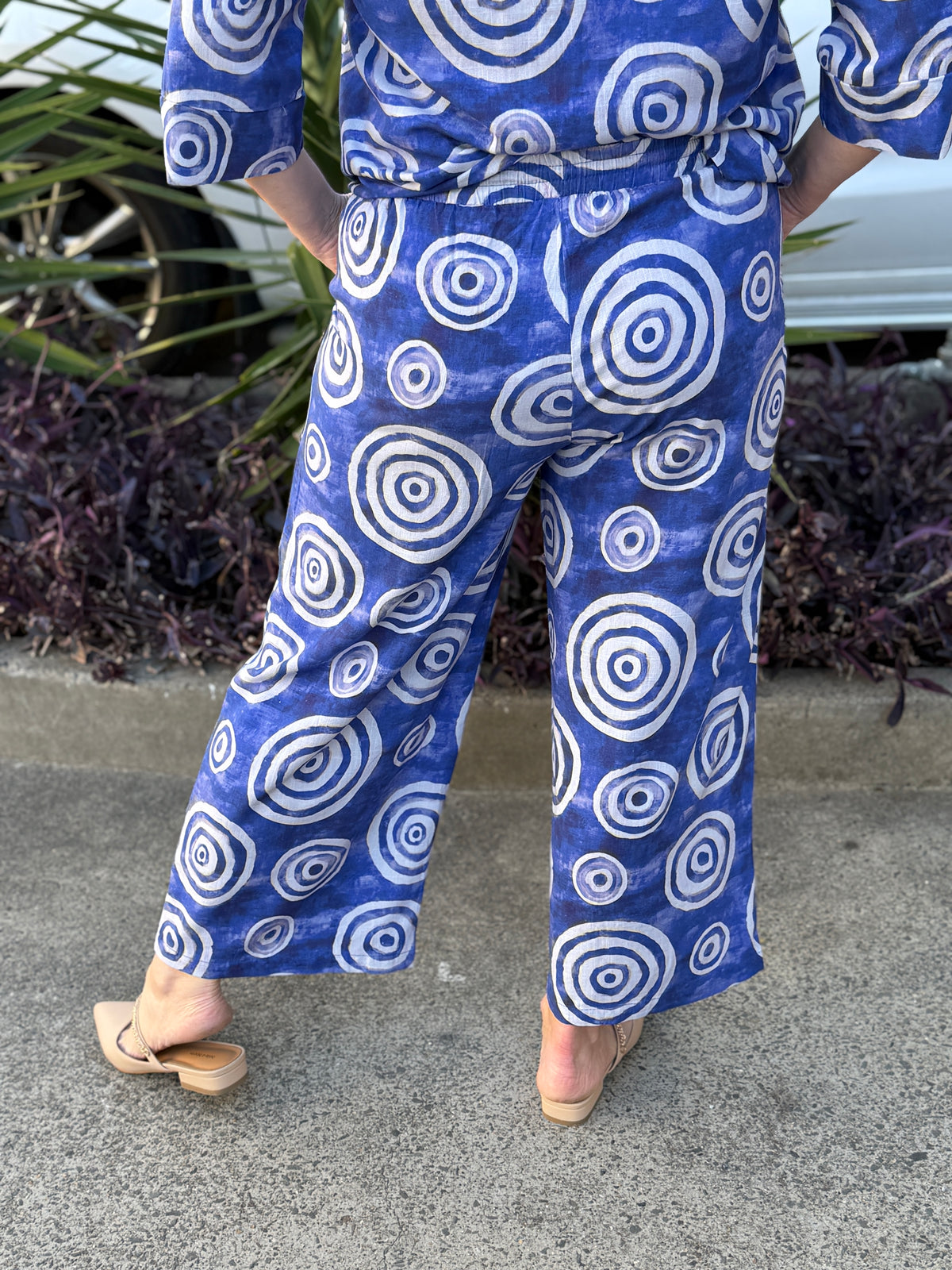 Niylah Blue Swirl Linen Pants