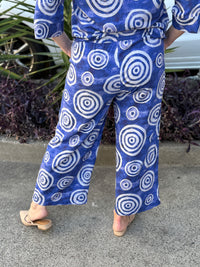 Niylah Blue Swirl Linen Pants