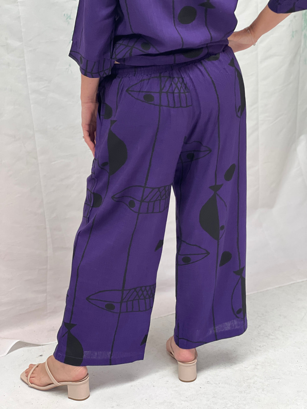 Niylah Fishbone Purple Linen Pants