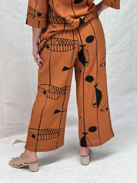 Niylah Fishbone Rust Linen Pants