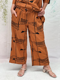 Niylah Fishbone Rust Linen Pants