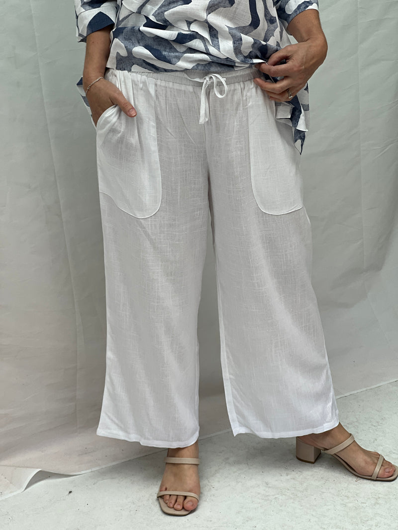 Niylah White Linen Pants