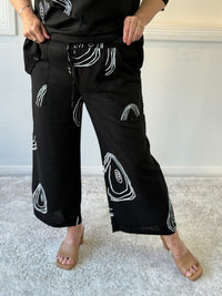 Niylah Swirl Black Linen Pants