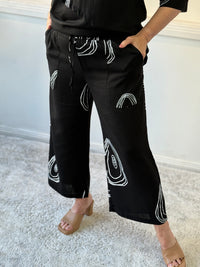 Niylah Swirl Black Linen Pants