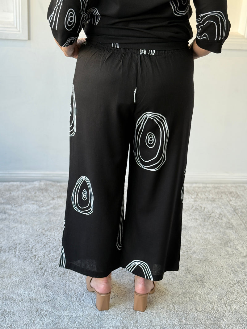 Niylah Swirl Black Linen Pants