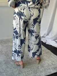 Niylah Blue Floral Linen Pants