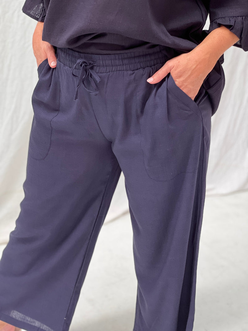 Niylah Navy Linen Pants