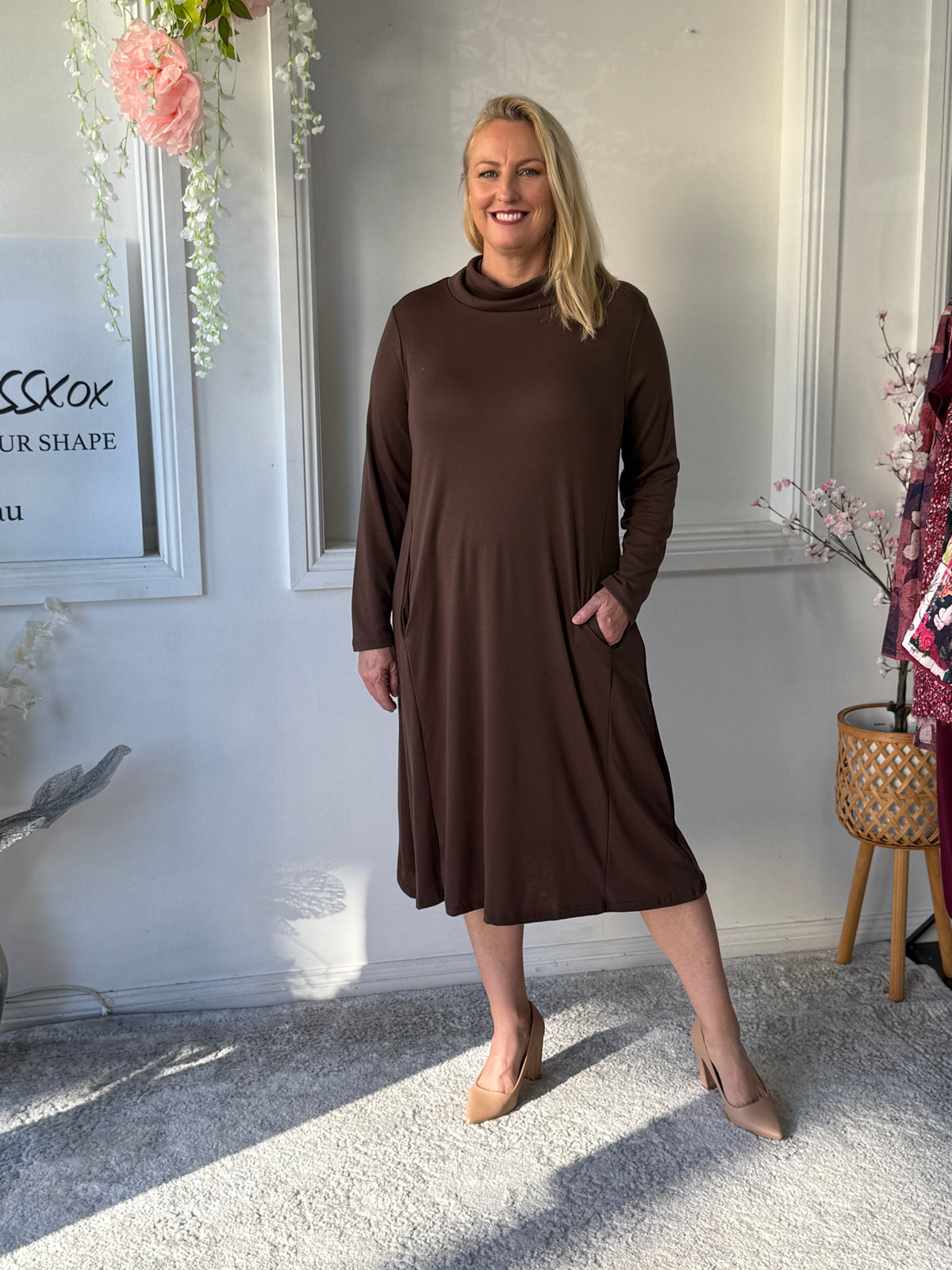 Octavia Chocolate Knit Dress