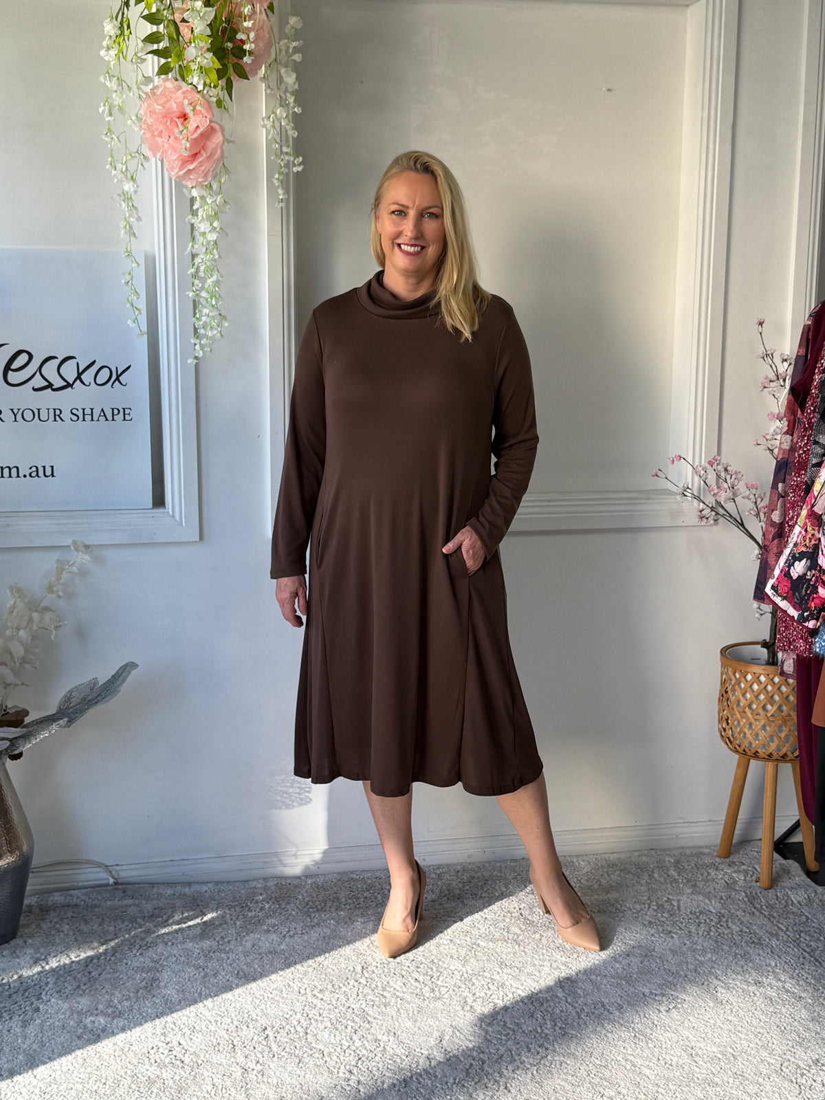Octavia Chocolate Knit Dress