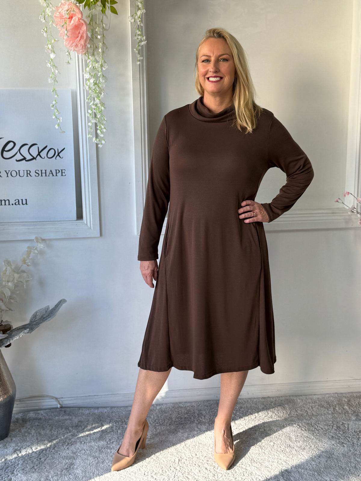 Octavia Chocolate Knit Dress