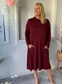Octavia Burgundy Knit Dress