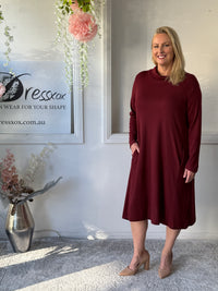 Octavia Burgundy Knit Dress