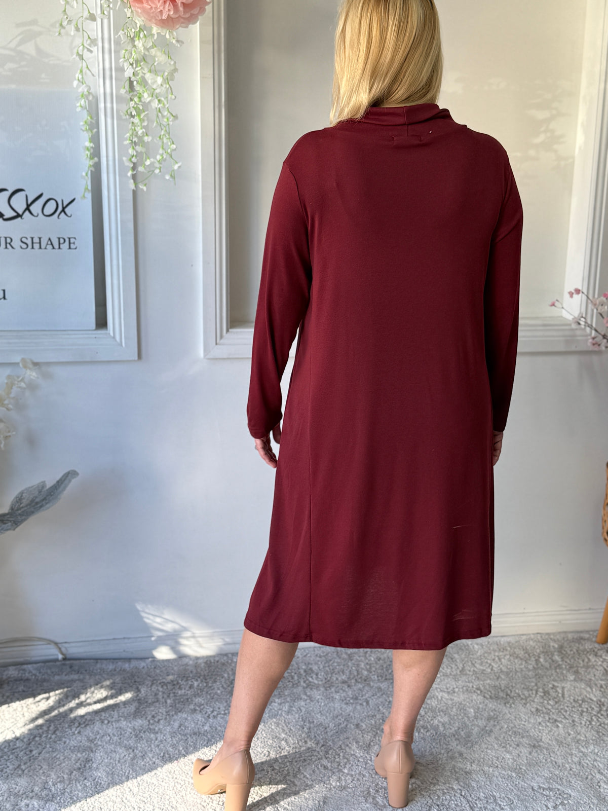 Octavia Burgundy Knit Dress