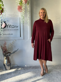 Octavia Burgundy Knit Dress