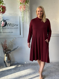Octavia Burgundy Knit Dress