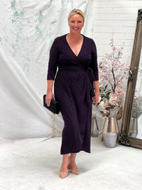 Odessa Purple Glitter Wrap Gown