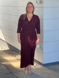 Odessa Burgundy Glitter Wrap Gown