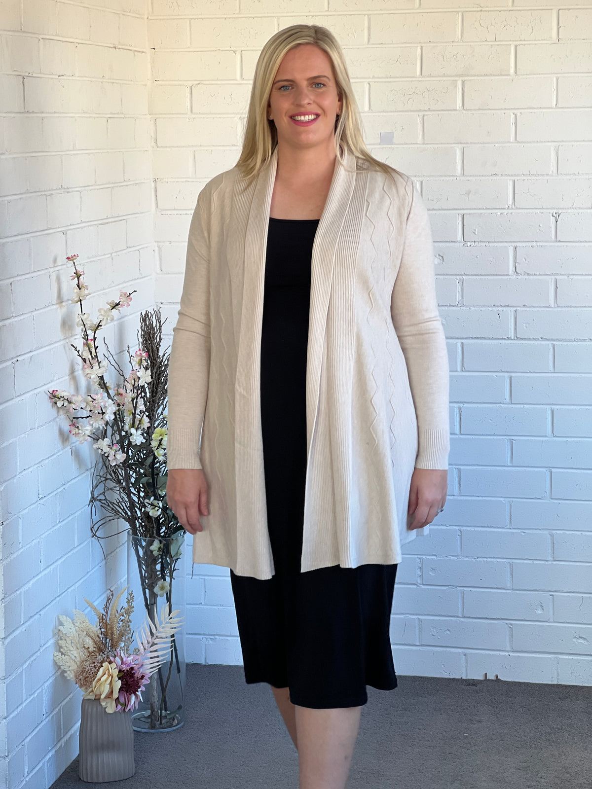 Olinda Cream Wool Knit Cardigan