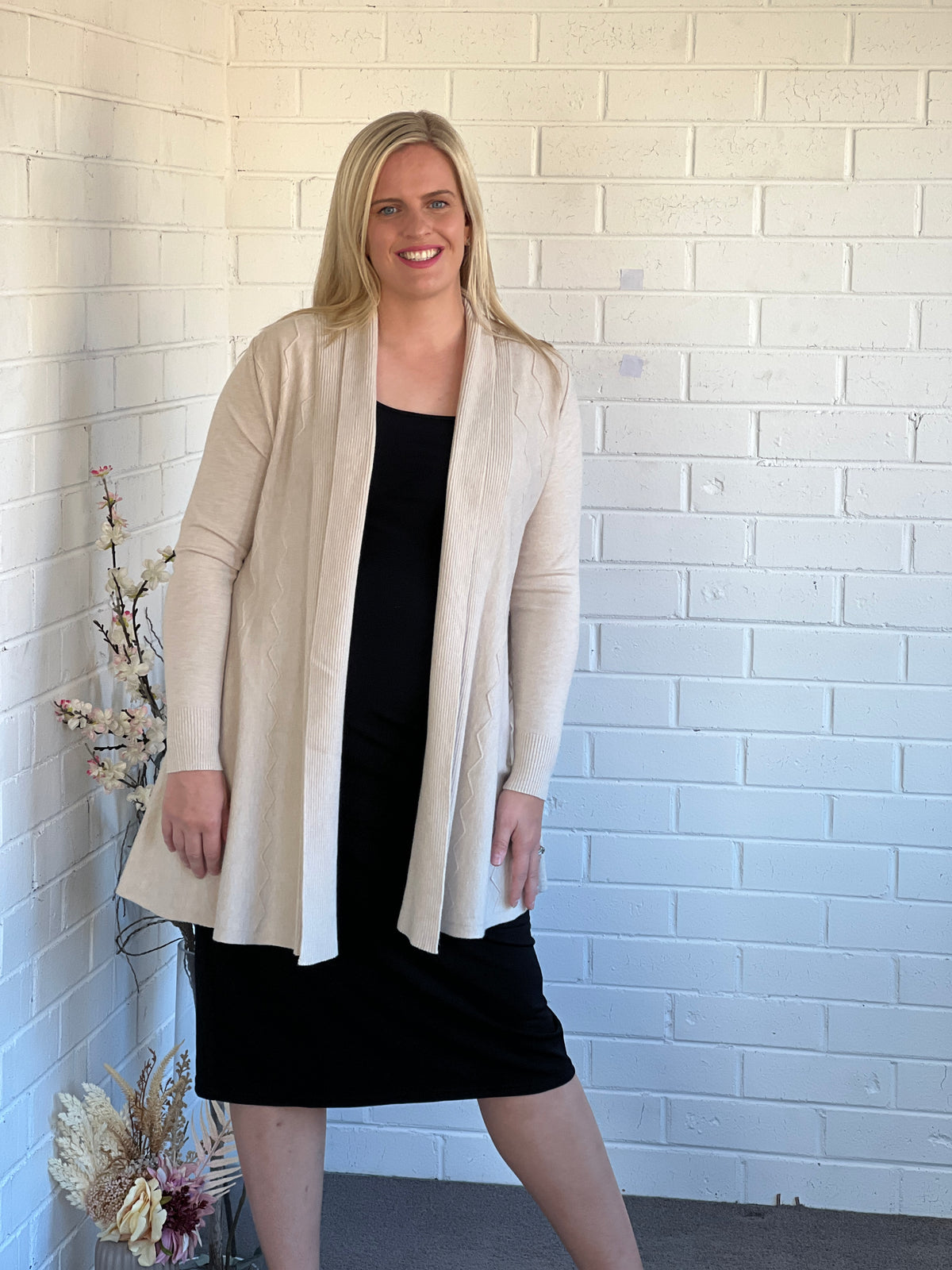 Olinda Cream Wool Knit Cardigan