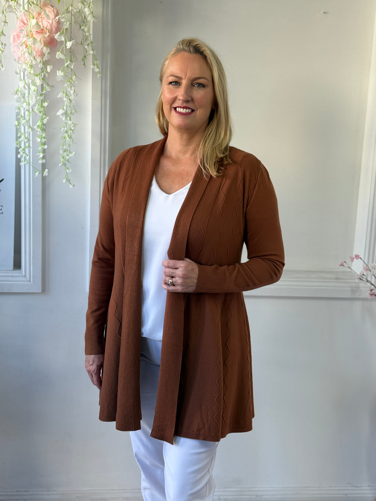 Olinda Chocolate Wool Knit Cardigan