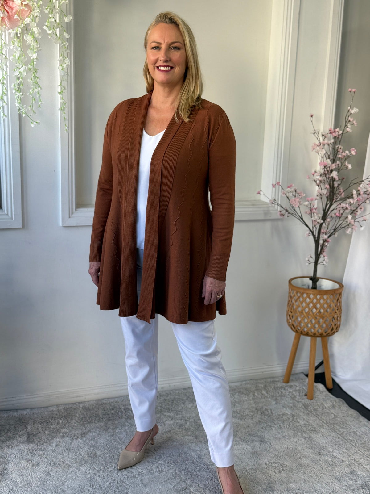 Olinda Chocolate Wool Knit Cardigan