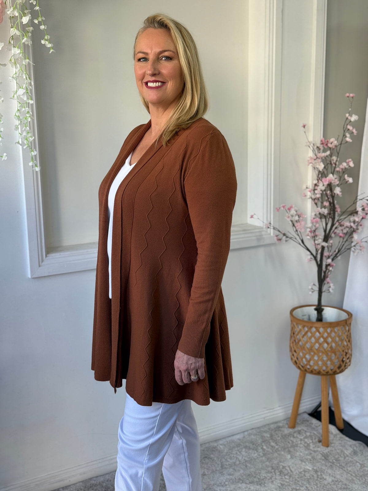 Olinda Chocolate Wool Knit Cardigan