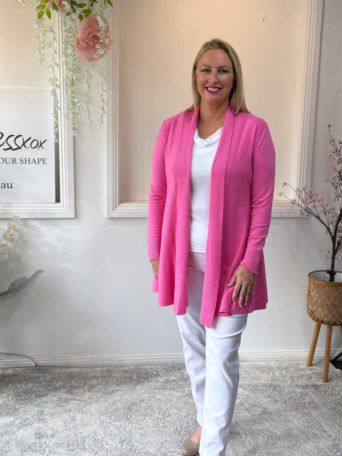 Olinda Pink Wool Knit Cardigan