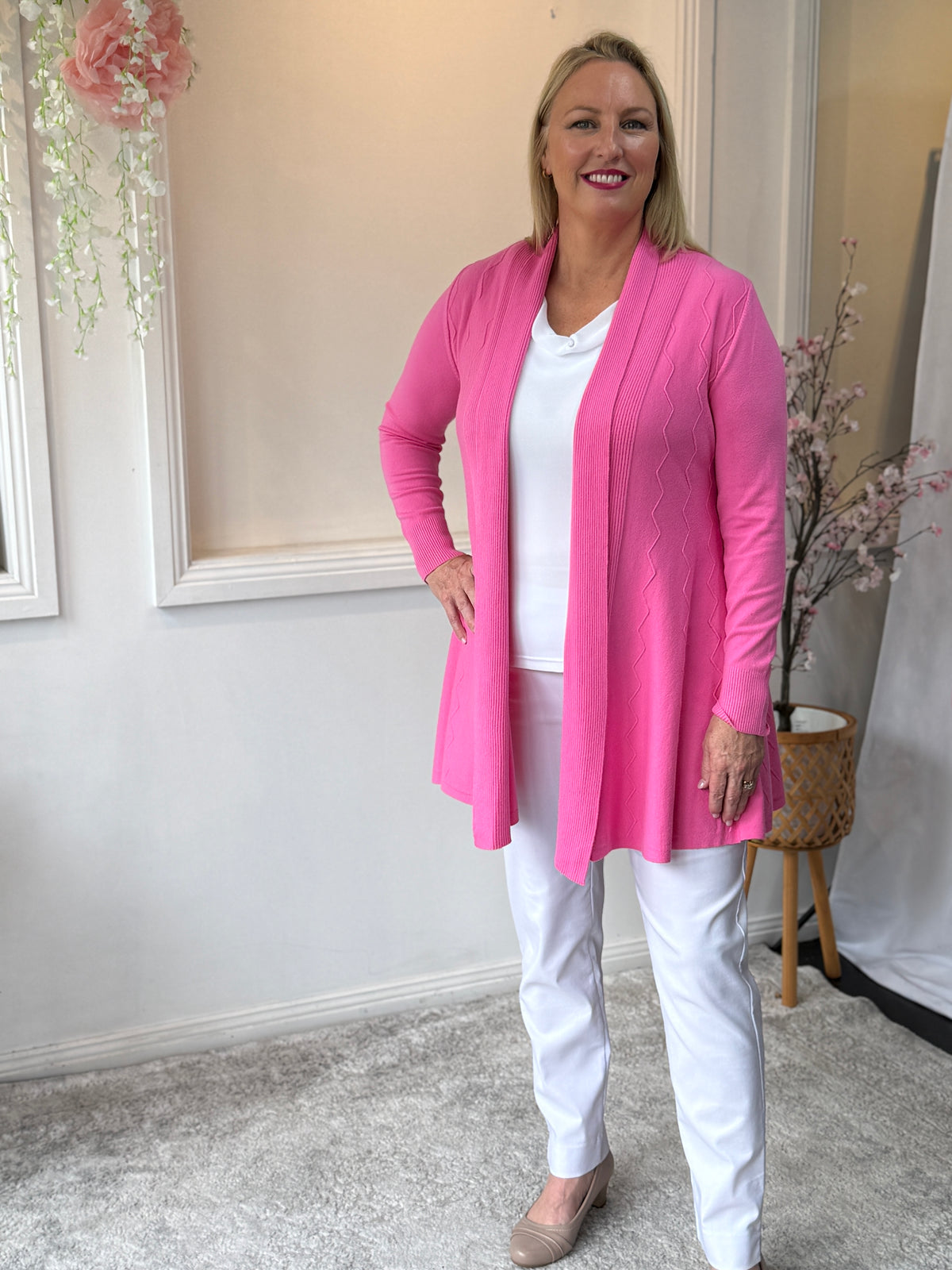 Olinda Pink Wool Knit Cardigan