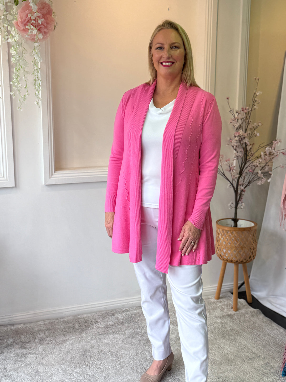 Olinda Pink Wool Knit Cardigan