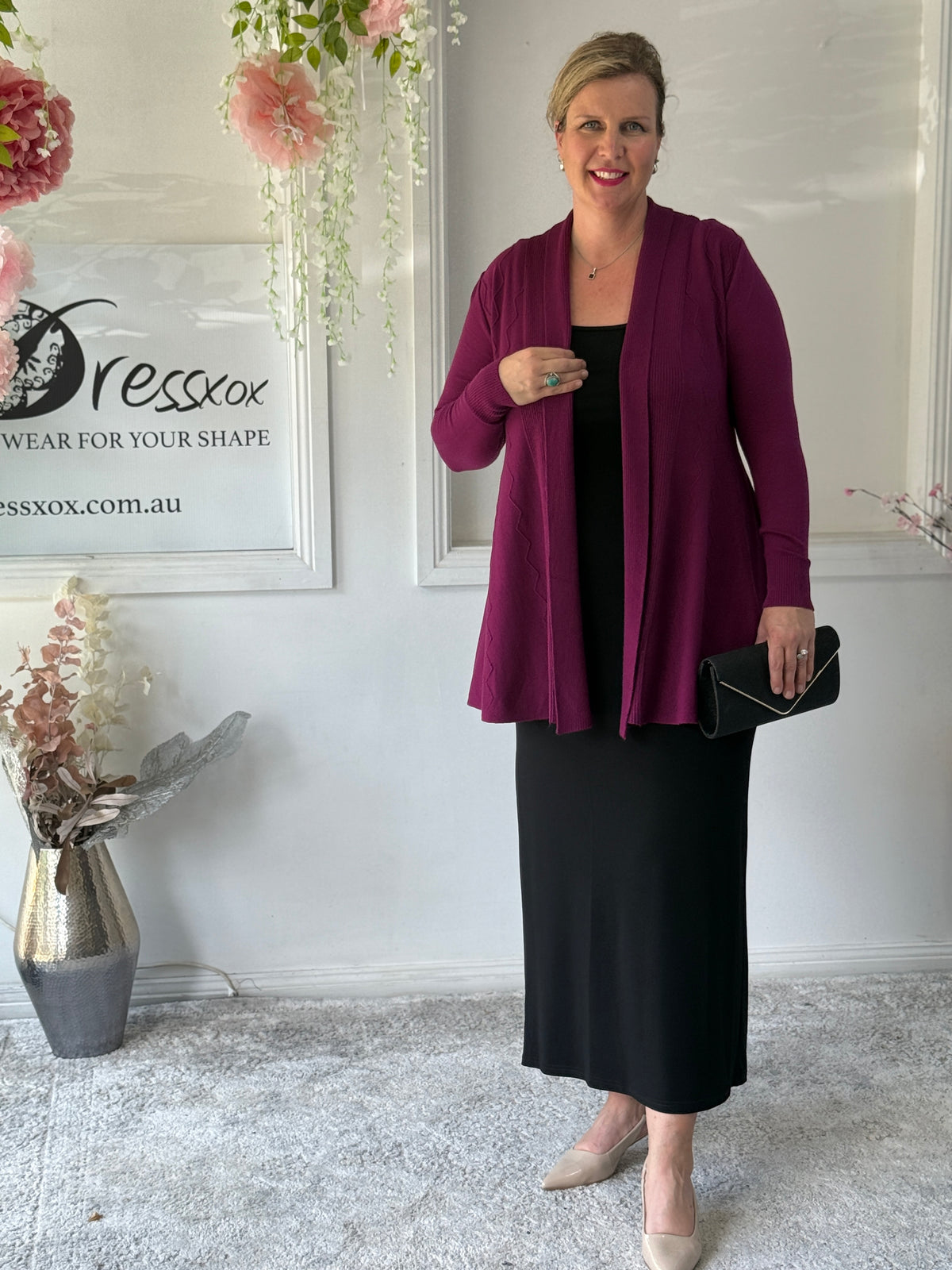 Olinda Plum Wool Knit Cardigan